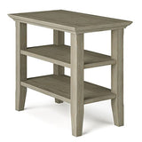 SIMPLIHOME Acadian SOLID WOOD 14 inch Wide Rectangle Transitional Narrow Side Table in Distressed Grey with Storage, 2 Shelves, for the Living Room and Bedroom SIMPLIHOME