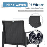 JOIVI 3 Pieces Patio Bistro Set, PE Wicker Outdoor Patio Furniture Set, Modern Rattan Patio Chairs with Coffee Table, Patio Conversation Sets for Balcony, Front Porch, Garden, Poolside, Black Cushions JOIVI