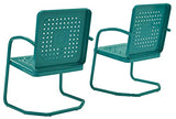 Crosley Furniture Bates 2-Piece Outdoor Chair Set, Retro Metal Patio Chairs for Dining, Porch, Deck, Balcony, Turquoise Gloss Crosley Furniture