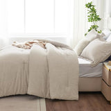 CozyLux King Size Comforter Set - 3 Pieces Beige Soft Luxury Cationic Dyeing Bedding Comforter for All Season, Breathable Lightweight Fluffy Boho Bed Sets with 1 Comforter and 2 Pillow Shams CozyLux