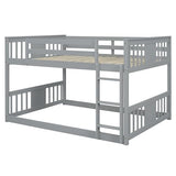 LZ LEISURE ZONE Full Over Full Bunk Bed, Wood Full Bunk Bed with Ladder, No Box Spring Needed, Gray LZ LEISURE ZONE