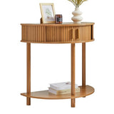 Entryway Table, Half Moon Fluted Console Tables with Storage, Mid Century Modern Small Half Round Sofa Tables for Hallway, Narrow Curved Accent Decor Table for Living Room (Mid-Century Modern, Walnut) Janmer Home