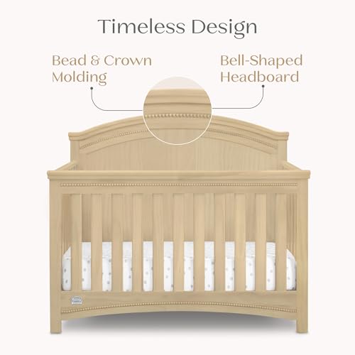 Simmons Kids SlumberTime Emma 4-in-1 Convertible Baby Crib N More - Greenguard Gold Certified, Natural Sandstone