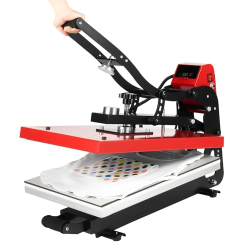 LyeXD 16x20 Inch Auto Heat Press Machine with Slide Out Function, Heat Transfer Machine T-Shirt Heat Press Machine,Red Clamshell Heat Press for T Shirts, Puzzles, Mouse Pads, Mugs, Phone Cases LyeXD