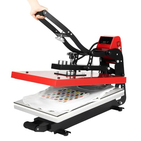 LyeXD 16x20 Inch Auto Heat Press Machine with Slide Out Function, Heat Transfer Machine T-Shirt Heat Press Machine,Red Clamshell Heat Press for T Shirts, Puzzles, Mouse Pads, Mugs, Phone Cases LyeXD