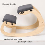 Ergonomic Kneeling Chair Adjustable Rocking Knee Chair Posture Chair for Desk,Wood Grey Home Office Kneeling Stool and Kneel Chair FDHUIJIA