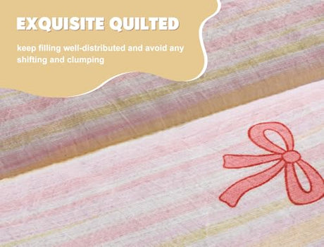 Meeting Story 3pcs Kids Comforter Set Twin Zipper Bedding Set for Girls,Bow Bedding Set Princess Comforter Set for Kid,All in one Zipper Bedding（Lightpink,Twin） Meeting Story