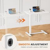 Sweetcrispy Overbed Bedside Table with Wheels, Adjustable Hospital & Home Use Bed Rolling Laptop Table, Mobile Standing Desk, White Sweetcrispy
