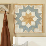 Deco 79 Wood Geometric Handmade Home Wall Decor Southwestern Star Wall Sculpture with Whitewashed Brown Accents, Wall Art 31" x 1" x 31", Blue Deco 79