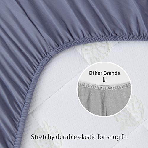 Biloban Crib Sheets Fitted for Boys, 2 Pack Crib Sheet Fits for Standard Crib Mattress, Neutral Toddler Bed Sheets Girl, Grey & Navy, 52”X 28” Biloban