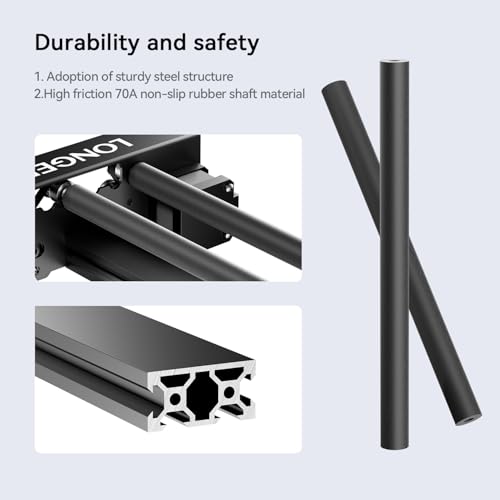 Longer Laser Engraver Rotary Roller, Y-axis Laser Engraver Attachment 360° Rotation, a Good Partner for Laser Engraving Machine， Compatible with Other Brands of Engraver Longer