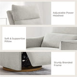 CHITA Swivel Rocker Recliner Chair, Power Nursery Glider Recliner, Nursery Rocking Chair with Adjustable Power Headrest, FSC Certified, Solid Wood Base, Crockery (Gray) CHITA