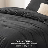 Bedsure Queen Comforter Set - Black Soft Bedding for All Seasons, Cationic Dyed Bed Set, 3 Pieces, 1 Queen Size Comforter (90"x90") and 2 Pillow Shams (20"x26"+2") Bedsure