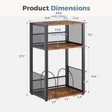 DUMOS 3 Tier Side Table, 2 Pack Record Player Stand with Storage Up to 100 Albums,Turntable Stand for Vinyl,Brown Records Shelf for Living Room Bedroom Brown DUMOS