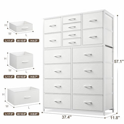 EnHomee Dresser, White Dresser for Bedroom with 16 Drawers, Tall Dressers & Chests of Drawers, White Dresser for Bedroom, Dresser Organizer, Dressers Bedroom Furniture with Drawer for Closet Entryway