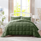SunStyle Home King Size Comforter Set - 3 Pieces Box Stitched Reversible Comforters King Size, Lightweight Bedding Sets with 1 Down Alternative Comforter and 2 Pillow Shams for All Seasons,Green SunStyle Home