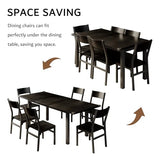 iPormis 7-Piece Dining Table & Chairs Set for 4-6, 63" Extendable Kitchen Table with 6 Chairs, Dining Room Table with Metal Frame & MDF Board, Perfect for Small Space, Easy Assembly, Black iPormis