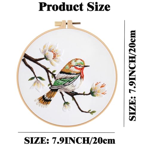 GLTAYLMY 3 Sets Embroidery Kit for Beginners Needlepoint Cross Stitch Kits for Adults,Stitch Learning DIY Kit with Easy Instruction,Stamped Bird Embroidery Patterns,Hoop,Threads,Sewing Hobby