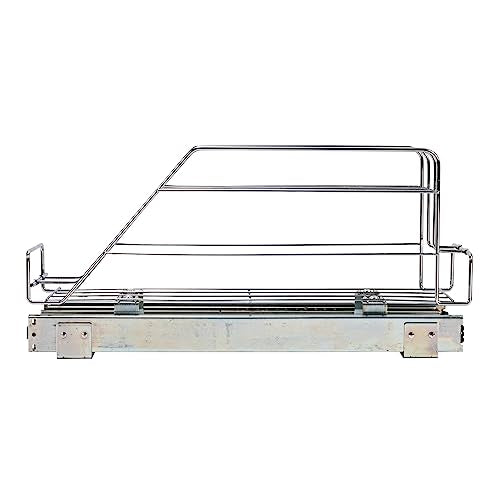 Household Essentials Glidez Multipurpose Chrome-Plated Steel Pull-Out/Slide-Out Storage Organizer for Cookware and Bakeware - Fits Standard Size Cabinet or Shelf, Chrome Household Essentials