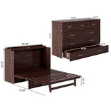 AFI, Northfield Murphy Bed Chest Queen with 6" Mattress, Storage Drawer & Built-in USB Charger, Burnt Amber AFI