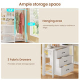 Itaar Stairway Twin Size Loft Bed with L Shaped Desk and Wardrobe, Metal Loft Bed Frame with Stairs, 3 Fabric Drawers, LED Lights & Charging Sation, No Noise & No Box Spring Needed, White Itaar