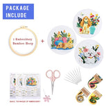 WEENEO 3 Pcs Cute Dog Embroidery Kit for Beginner, Funny Embroidery Kits for Adults, Animal with Floral Embroidery Kit with Pattern,Hoop,Colorful Threads and Needles,Cross Stitch Kits,DIY Crafts Kits