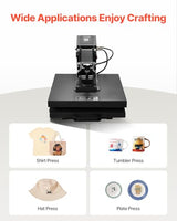 VEVOR Heat Press, 15 x 15 inch Heat Press Machine for T-Shirts, Fast and Even Heating, Easy to Use, High Pressure for Digital Industrial-Quality Sublimation Printer for Transfer Vinyl, T-Shirt, Black VEVOR