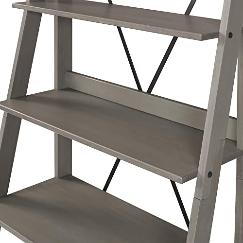 Modern Farmhouse Grey Wood Bookcase by Walker Edison - 4 Shelves for Home Office and Living Room Storage - WoodArtSupply