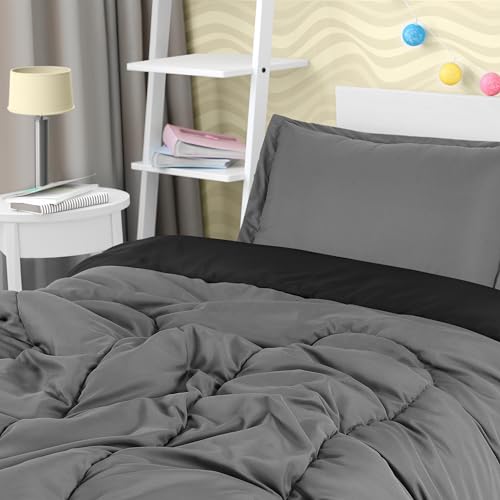 Utopia Bedding Black/Grey Kids Comforter Set with 2 Pillow Shams, 3 Piece Soft Microfiber Twin Bed Comforter with Pillow Shams, Printed Kids Bedding for Boys and Girls, Breathable, Easy Care Utopia Bedding