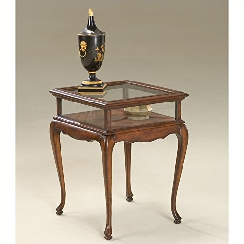 BOWERY HILL Solid Wood Traditional Curio Table in Cherry Finish - WoodArtSupply