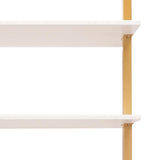 QIUTMER Wall Mount Desk 3 Tiers Wall Table Wall Mount Computer Writing Table Industrial Bookcase Desk Gold and White for Homes Office School QIUTMER