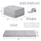 Givjoy Foldable Floor Mattress for Kids, Toddler Washable Tri Folding Floor Nap Mat for Sleeping Daycare, Child Trifold Futon Sofa Bed with Storage Bag for Playroom, Bedroom, Girls and Boys Givjoy