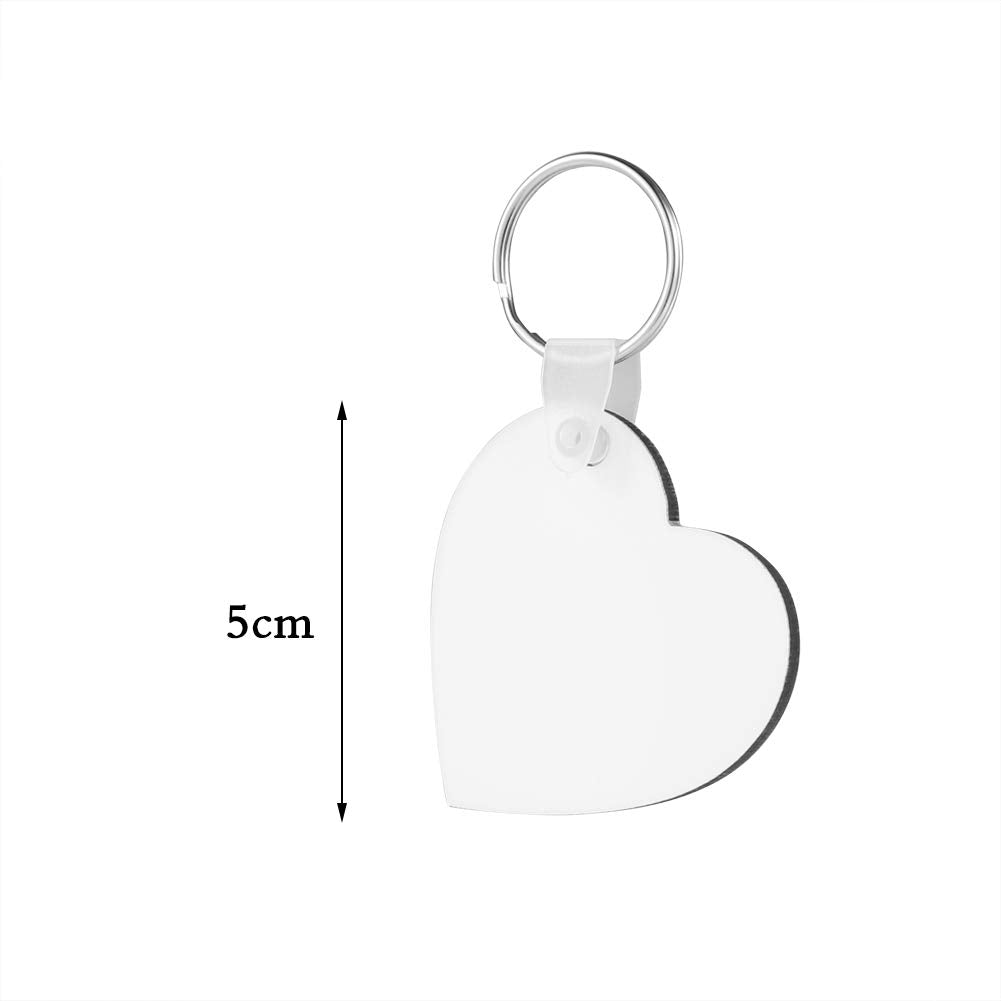 HooAMI Sublimation Keychain Blanks Products, 20 PCS Keychains Tag Heat Transfer Double-Side Heart Sublimation Blanks Key Chains for Ornament Making DIY Art Craft Supplies HooAMI