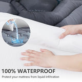 ELVEN HOME Twin Size Mattress Pad Waterproof, Pillow Top Cooling Twin Mattress Topper for Single Bed, Pee Proof Mattress Protector Cover Quilted Fitted with 8-21" Deep Pocket (39x75 inch, Grey) Elven Home