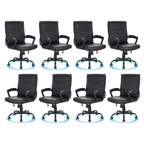 CLATINA Leather Office Executive Chair with Lumbar Support and Padded Armrestes, Swivel Rolling Ergonomic Mid Back Computer Task Desk Chair for Home, Conference, Waiting Room, Black, 8 Pack CLATINA
