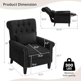 choairy Pushback Recliner Chair, Accent Push Back Chairs with Adjustable Footrest, Upholstered Linen Reclining Sofa with Side Pocket, Comfy Modern Armchair for Living Room, Bedroom, Black