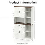 71" Kitchen Pantry Cabinet with Charging Station & LED Light,Freestanding Buffet Storage Cabinets with Adjustable Shelves,Farmhouse Kitchen Hutch with Microwave Stand for Dining Room (White+Brown) Anwick