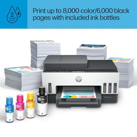 HP Smart -Tank 7301 Wireless All-in-One Cartridge-free Ink Printer, up to 2 years of ink included, mobile print, scan, copy, automatic document feeder (28B70A), Gray HP