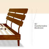 Bme Caden 15 Inch Adjustable King Bed Frame - Mid Century Acacia Wood Platform with Headboard, Dark Chocolate Bme