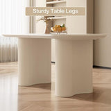 GraceNook 55.11" Modern White Dining Table, Funky Oval Kitchen Table with Powerful Ripple Support Legs for Dining Room, Kitchen, Home Office GraceNook