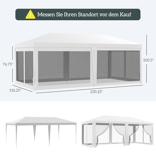 Outsunny 10' x 20' Party Tent, Outdoor Wedding Canopy & Gazebo with Removable Sidewalls, Shade Shelter for Events, BBQs, White Outsunny