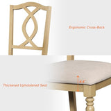 WAMPAT 7-Piece Dining Table Set for 6, Farmhouse Dining Room Set Includes 70 Inch Dinner Table & 6 Cross-Back Dining Chairs, Solid Wood Dining Set for Kitchen, Oak WAMPAT