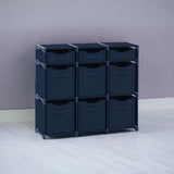 9 Cube Distressed Organizer with Drawers - Easy Assemble - Baby, Kids Dorm Room Organizer (Navy) NEATERIZE