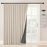 StangH Full Blackout Linen Curtains 84 inches Long, Extra Wide Pinch Pleated Living Room Darkening Drape Neutral Boho Energy Saving Sliding Door for Home Office, W72 x L84, 1 Panel StangH