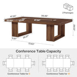 Tribesigns 8FT Conference Table for 10 People, 94.5" W Large Meeting Table with 2 Cable Grommet, Business Style Seminar Boardroom Podcast Tables for Conference Room, Brown Tribesigns