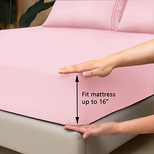 Mejoroom Twin Sheet Set - Hotel Collection Twin Sheets - Bedding Sheets & Pillowcases with Deep Pocket Fitted Sheet, Breathable, Wrinkle & Fade Resistant - 3 Piece(Blush Pink) Mejoroom