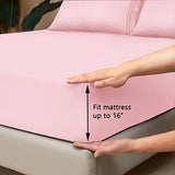 Mejoroom Twin Sheet Set - Hotel Collection Twin Sheets - Bedding Sheets & Pillowcases with Deep Pocket Fitted Sheet, Breathable, Wrinkle & Fade Resistant - 3 Piece(Blush Pink) Mejoroom