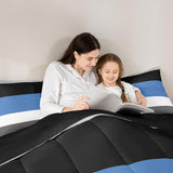 Patchwork Striped Down Comforter Twin Boys Blue Black Dark Gray Bedding Set Bedroom Dorm Decor,Kids Modern Simple Light Grey White Stripes Comforter Set Soft Lightweight Quilt Duvet Insert 2 Pcs Erosebridal