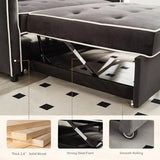 STBIGSLEP 3 in 1 Convertible Sleeper Sofa Bed, Small Couch for Living Room Bedroom with Pullout Bed Adjustable Backrest,Velvet,Loveseat Sofa Bed,Futon Couches (Black) STBIGSLEP