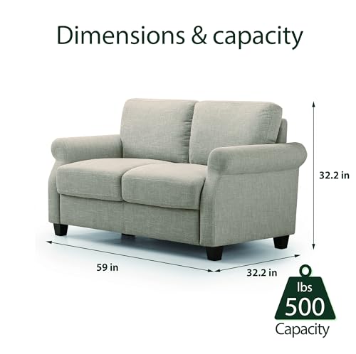 ZINUS Josh Loveseat Sofa, Easy, Tool-Free Assembly, Beige Zinus